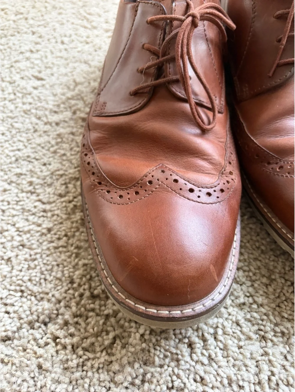 ECCO Men's ST.1 Hybrid Wingtip Oxford leather upper brown shoes Size 12 lace up
